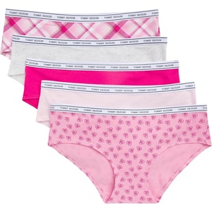 Tommy Hilfiger Women’s Classic Cotton Logoband Hipster 5-pack(Th Sweethearts Pink/Cherry Blossom/Light Heather Grey/Pink Yarrow/Th V Day Plaid Cherry Blossom)