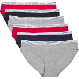 Tommy Hilfiger Women’s Cotton Logo Bikini Underwear 6-pack(Grey/Navy/Red/Grey/Black/Red)
