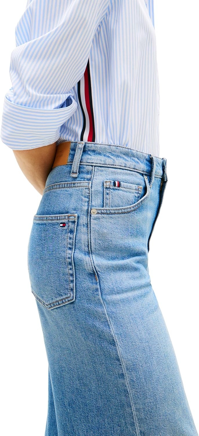 image:imageTommy Hilfiger Womens High Rise Wide Leg Jeans with StretchBay Blue