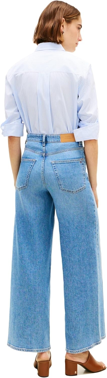 image:imageTommy Hilfiger Womens High Rise Wide Leg Jeans with StretchBay Blue