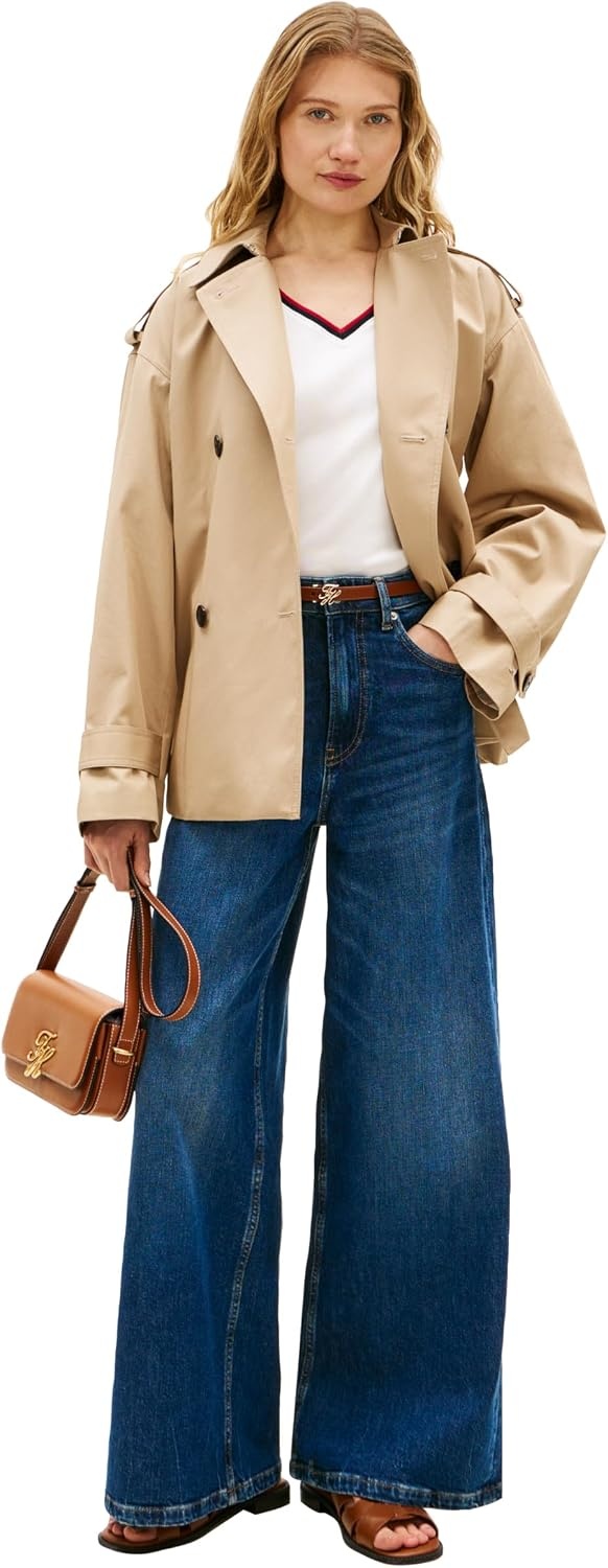 image:imageTommy Hilfiger Womens High Rise Wide Leg Jeans with StretchJet