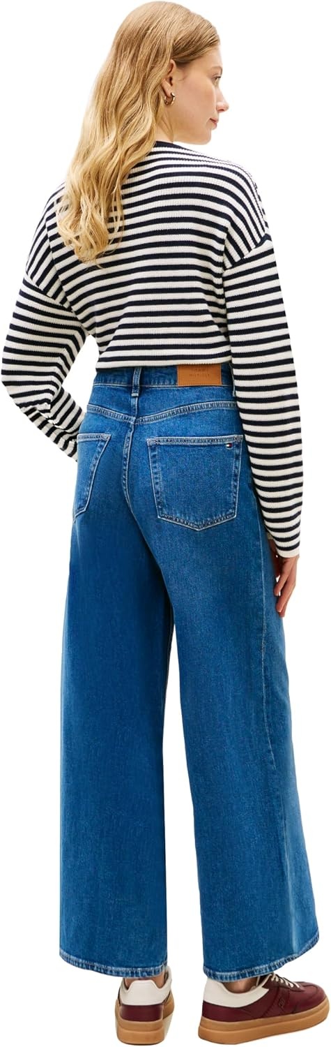 image:imageTommy Hilfiger Womens High Rise Wide Leg Jeans with StretchMid Blue