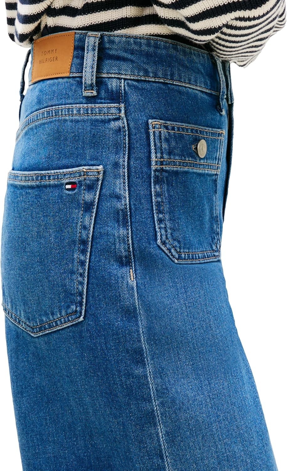 image:imageTommy Hilfiger Womens High Rise Wide Leg Jeans with StretchMid Blue