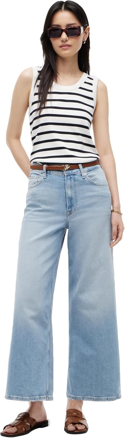 image:imageTommy Hilfiger Womens High Rise Wide Leg Jeans with StretchSilver Blue