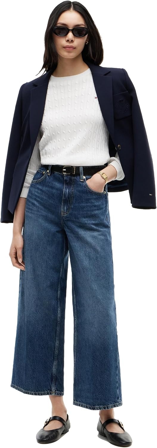image:imageTommy Hilfiger Womens High Rise Wide Leg Jeans with StretchVin