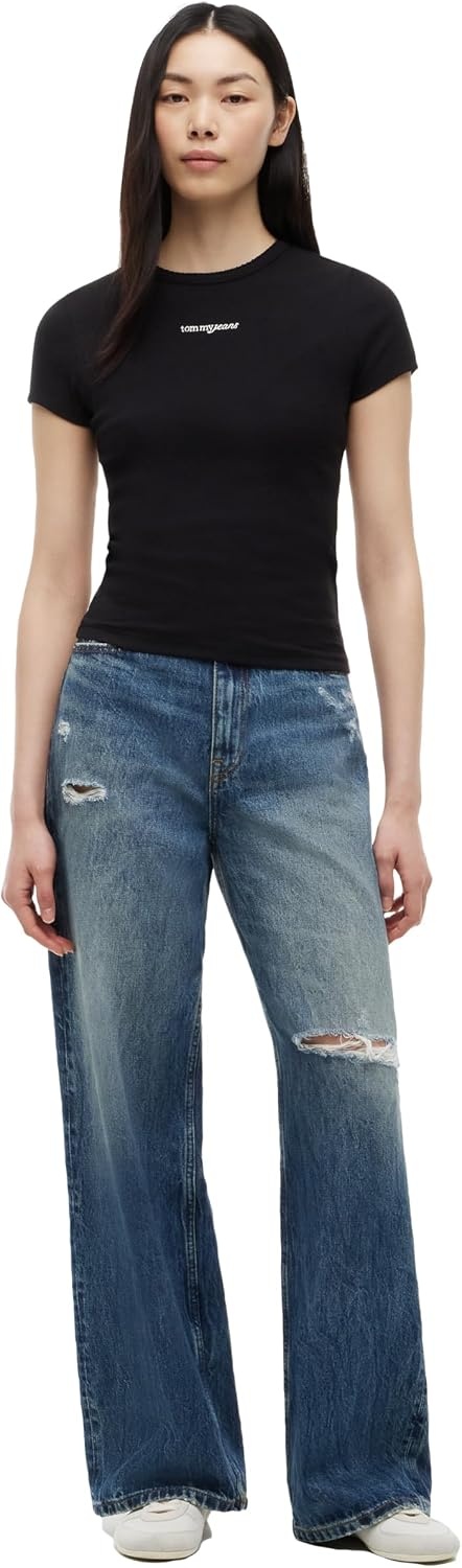 image:imageTommy Jeans Womens Claire High Rise Wide Leg JeansDenim Mid Blue