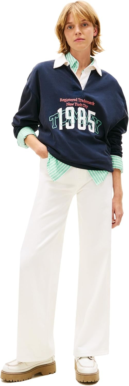 image:imageTommy Jeans Womens Claire High Rise Wide Leg JeansDenim White