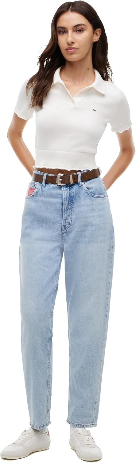image:imageTommy Jeans Womens High Rise Tapered Leg Mom JeansDenim Light