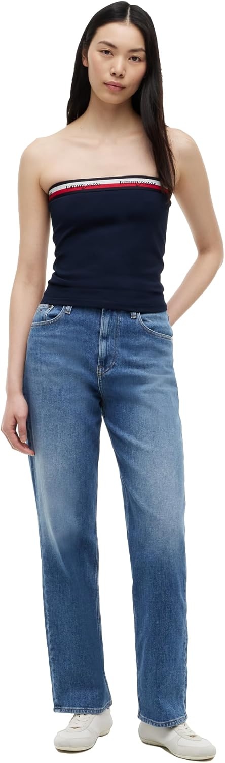 image:imageTommy Jeans Womens Layla High Rise Slim Straight JeansDenim Mid Blue