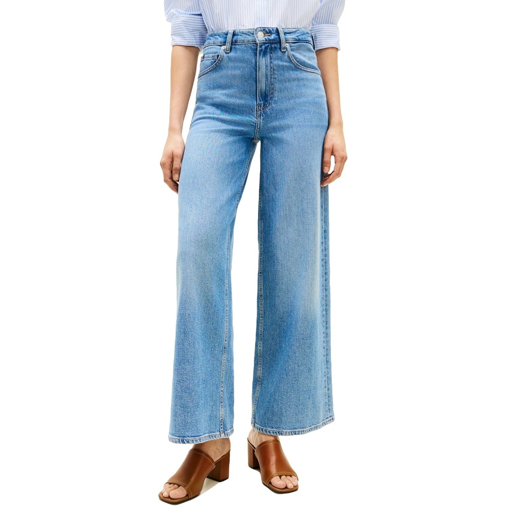 image:imageTommy Hilfiger Womens High Rise Wide Leg Jeans with StretchBay Blue