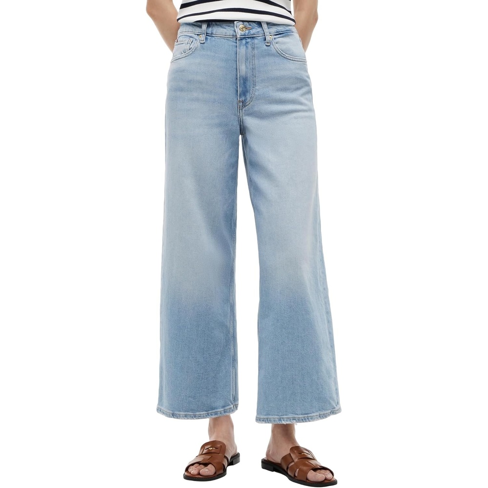 image:imageTommy Hilfiger Womens High Rise Wide Leg Jeans with StretchSilver Blue