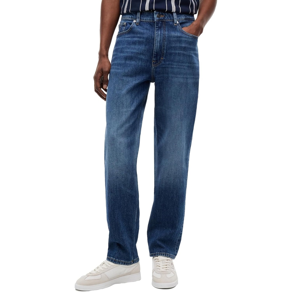 image:imageTommy Jeans Mens Regular Tapered Stretch JeansDenim Mid Blue
