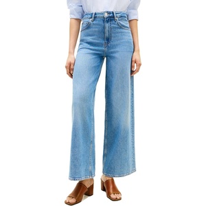Tommy Hilfiger Women’s High Rise Wide Leg Jeans with Stretch(Bay Blue)
