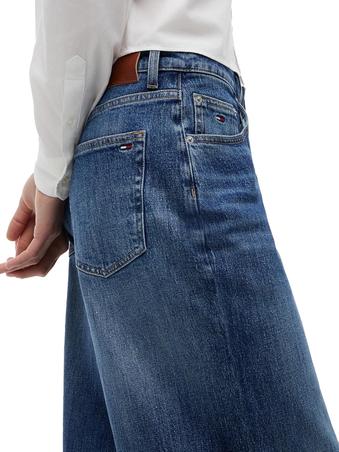 image:imageTommy Jeans Womens Charlie Mid Rise Loose Wide Leg JeansDenim Dark Wash