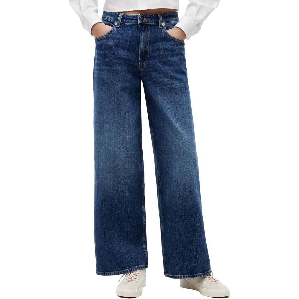 image:imageTommy Jeans Womens Charlie Mid Rise Loose Wide Leg JeansDenim Dark Wash