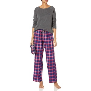 Tommy Hilfiger Women’s Top and Flannel Pant Bottom Pajama Set Pj(Sunset Vermont Plaid)