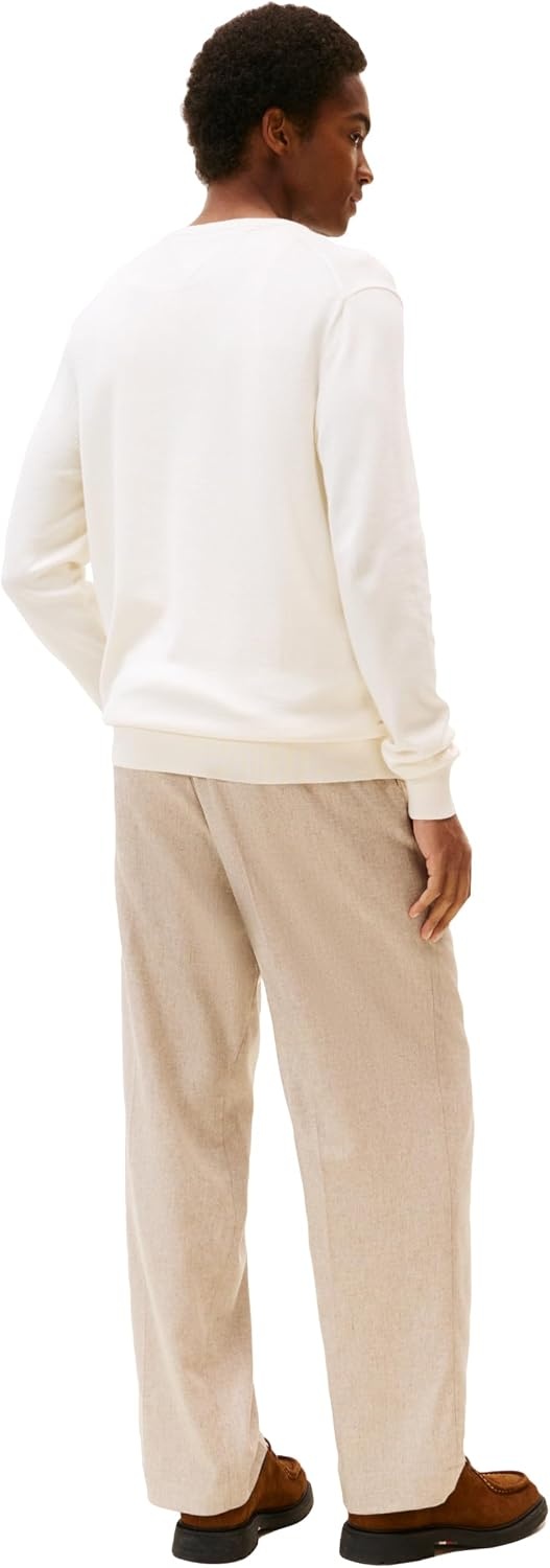 image:imageTommy Hilfiger Mens Cotton Solid V Neck Sweater Lightweight PulloverIvory Petal