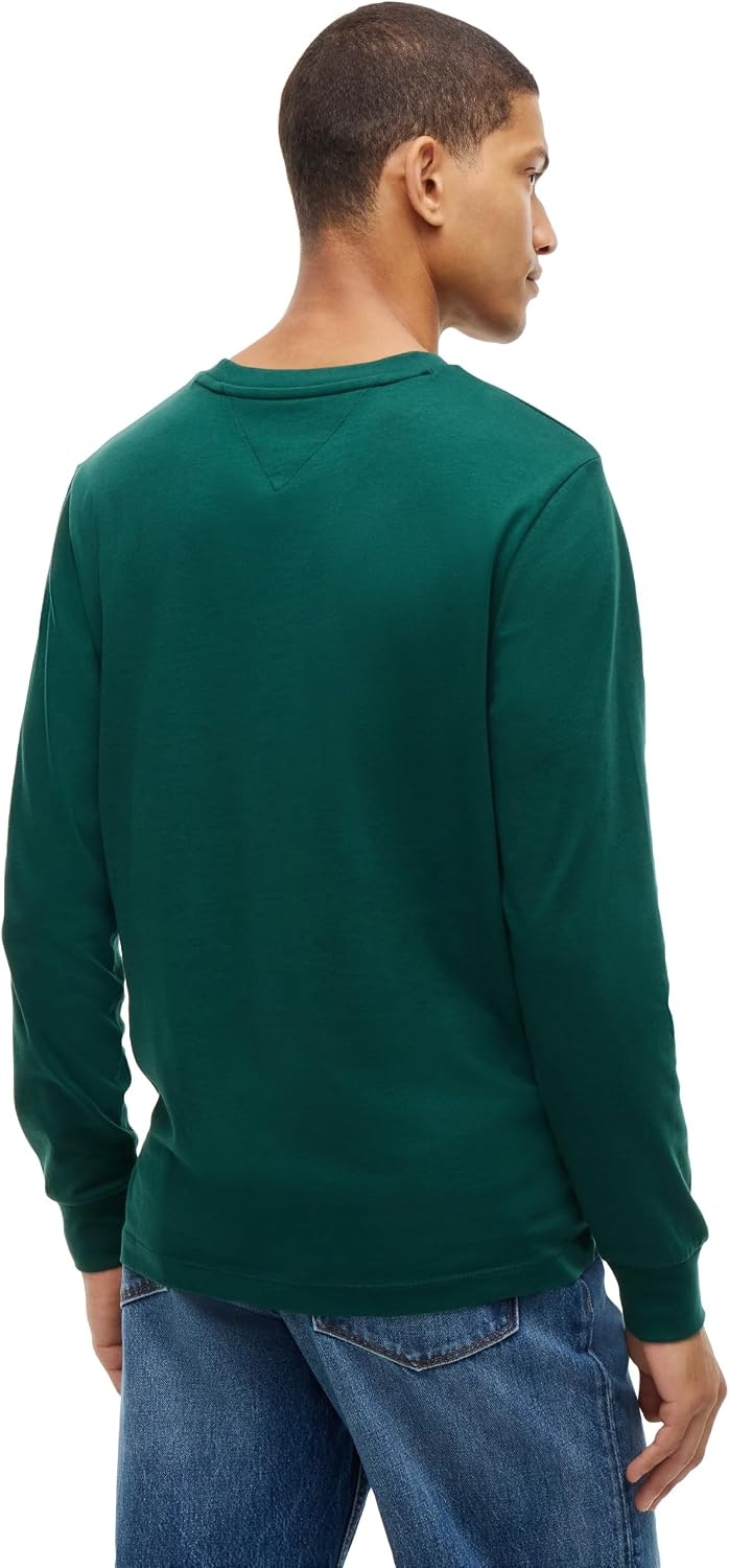 image:imageTommy Hilfiger Mens Long Sleeve Cotton Crewneck Logo Graphic TShirtsOrnamental Green