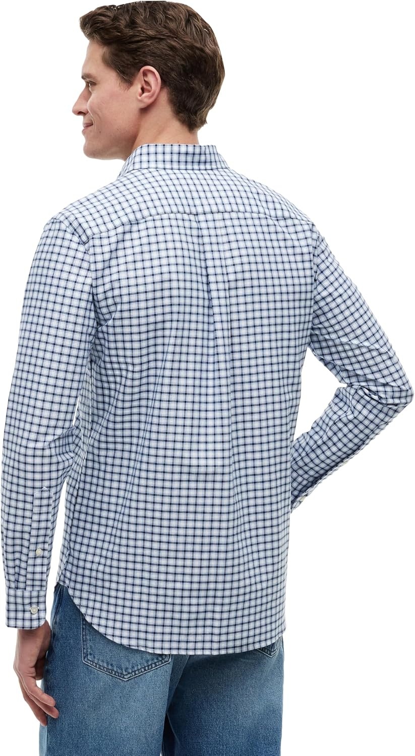 image:imageTommy Hilfiger Mens Long Sleeve Oxford Shirts in Regular Fit Mens Button Down Shirts Also Available in Big and TallBlue SpellWhite Check