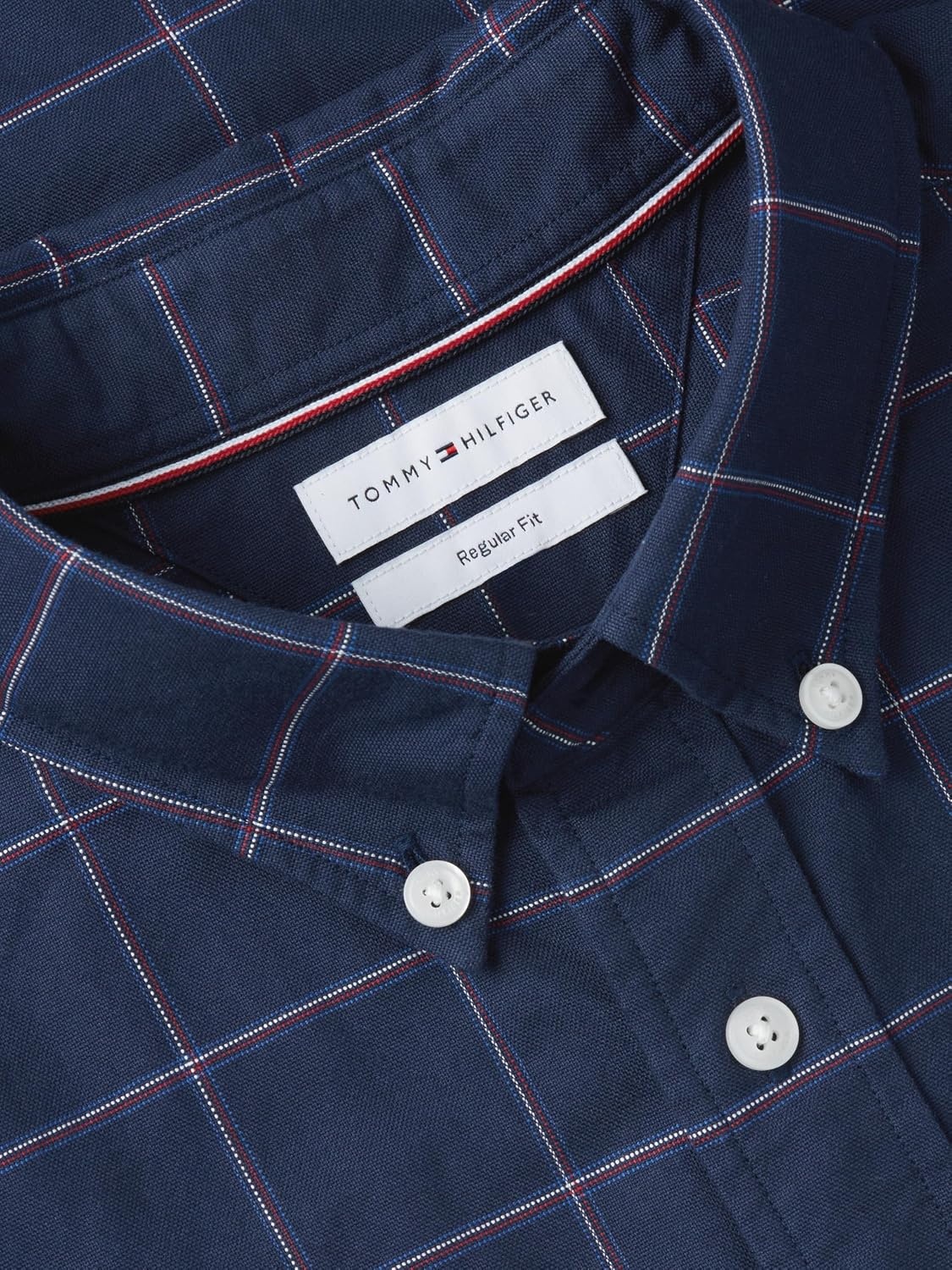 image:imageTommy Hilfiger Mens Long Sleeve Oxford Shirts in Regular Fit Mens Button Down Shirts Also Available in Big and TallCarbon Navy Check