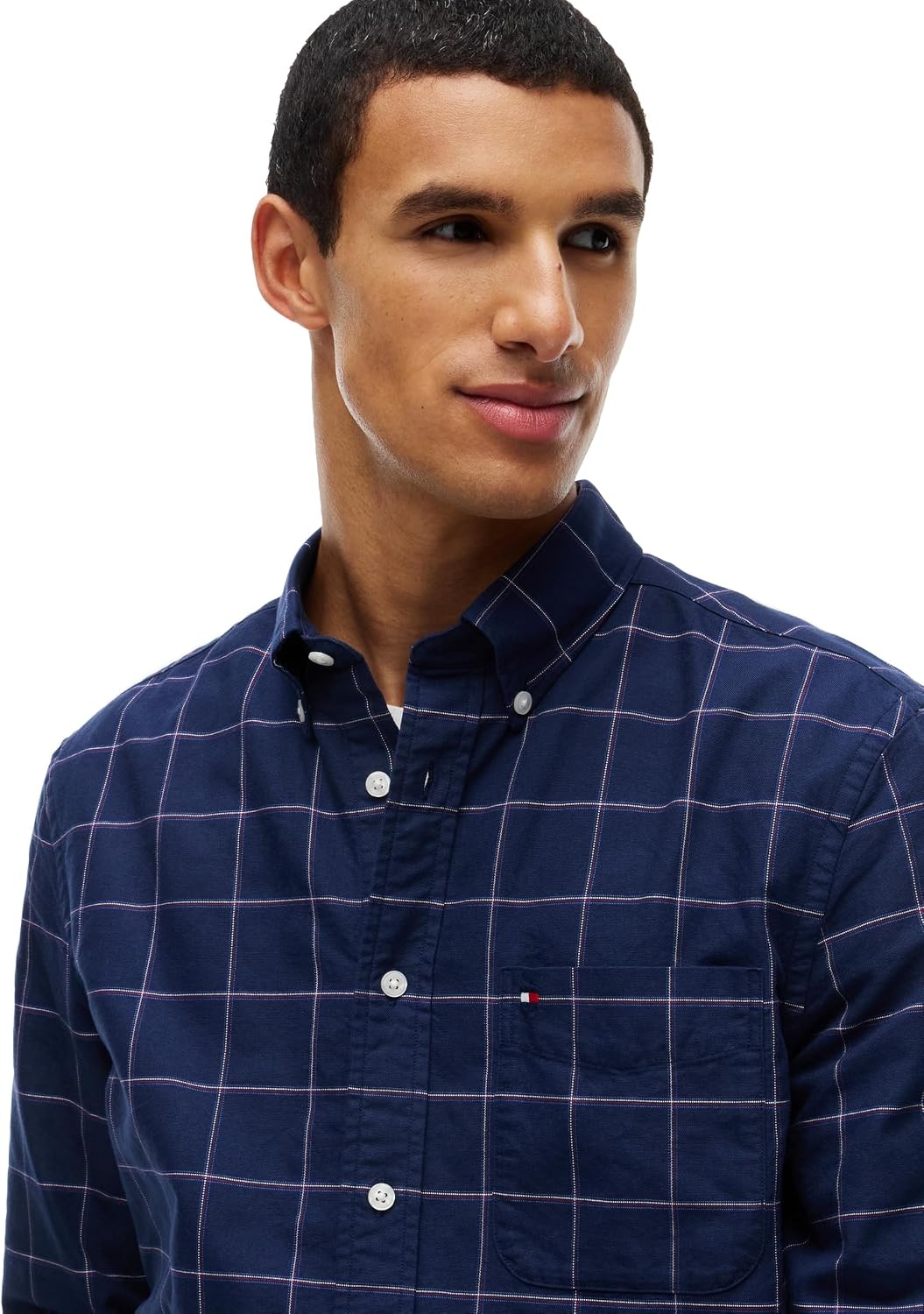 image:imageTommy Hilfiger Mens Long Sleeve Oxford Shirts in Regular Fit Mens Button Down Shirts Also Available in Big and TallCarbon Navy Check