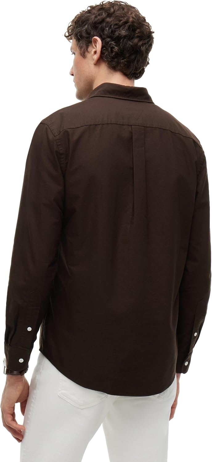 image:imageTommy Hilfiger Mens Long Sleeve Oxford Shirts in Regular Fit Mens Button Down Shirts Also Available in Big and TallDark Coffee Dark Coffee Solid