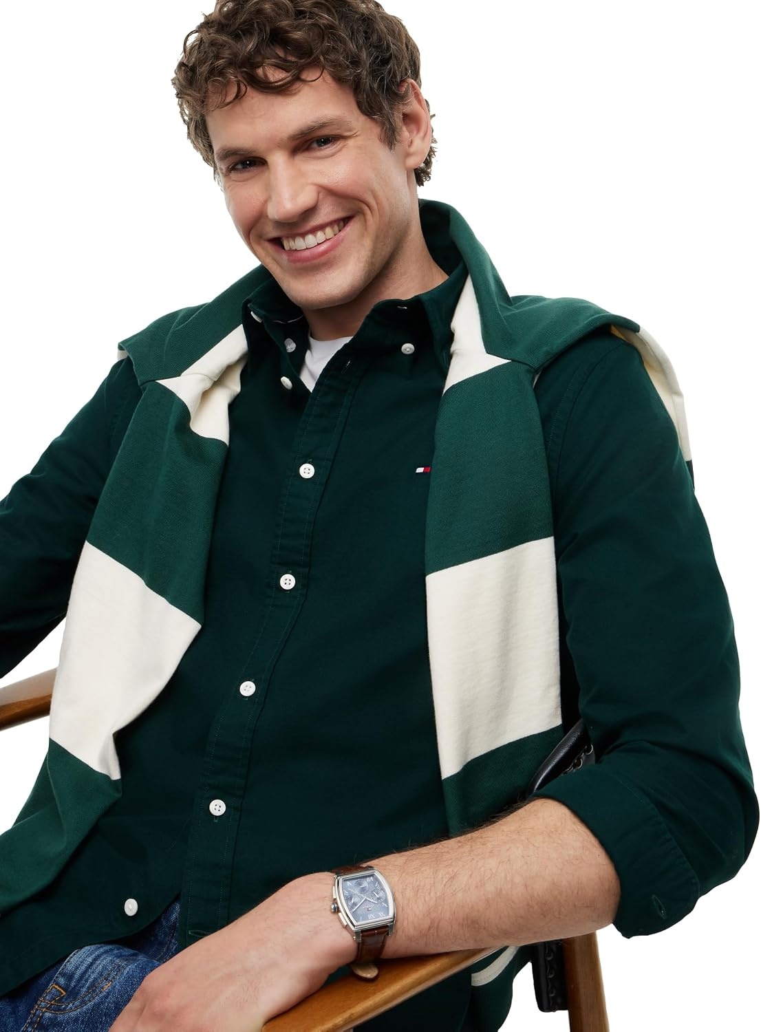 image:imageTommy Hilfiger Mens Long Sleeve Oxford Shirts in Regular Fit Mens Button Down Shirts Also Available in Big and TallHunter Hunter Solid