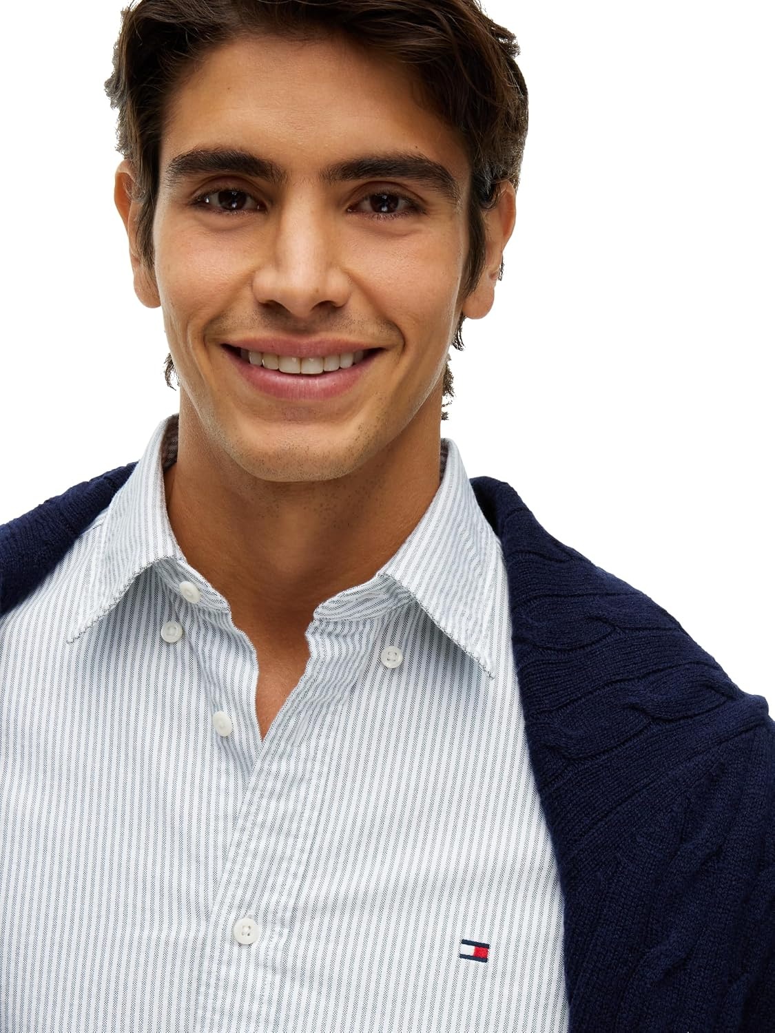image:imageTommy Hilfiger Mens Long Sleeve Oxford Shirts in Regular Fit Mens Button Down Shirts Also Available in Big and TallHunter Stripe