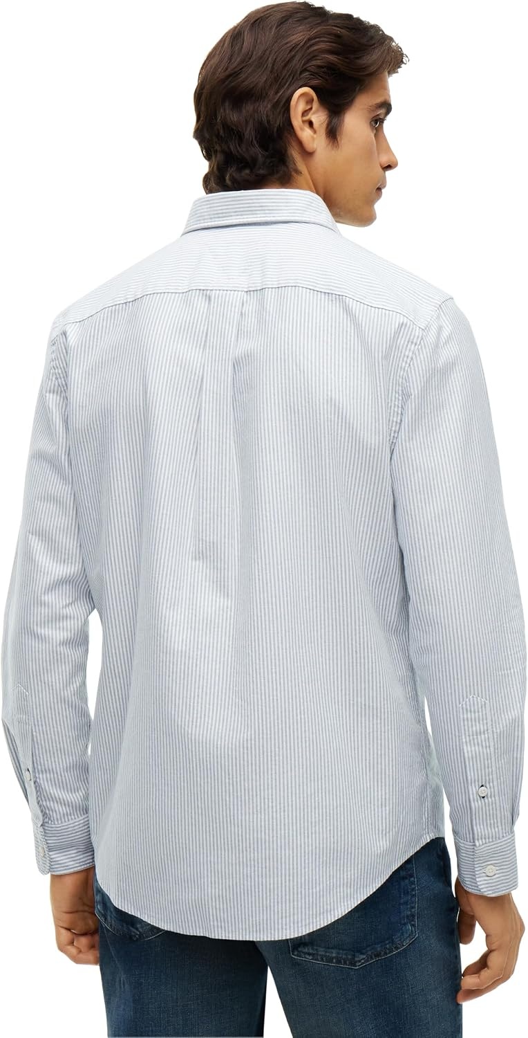 image:imageTommy Hilfiger Mens Long Sleeve Oxford Shirts in Regular Fit Mens Button Down Shirts Also Available in Big and TallHunter Stripe