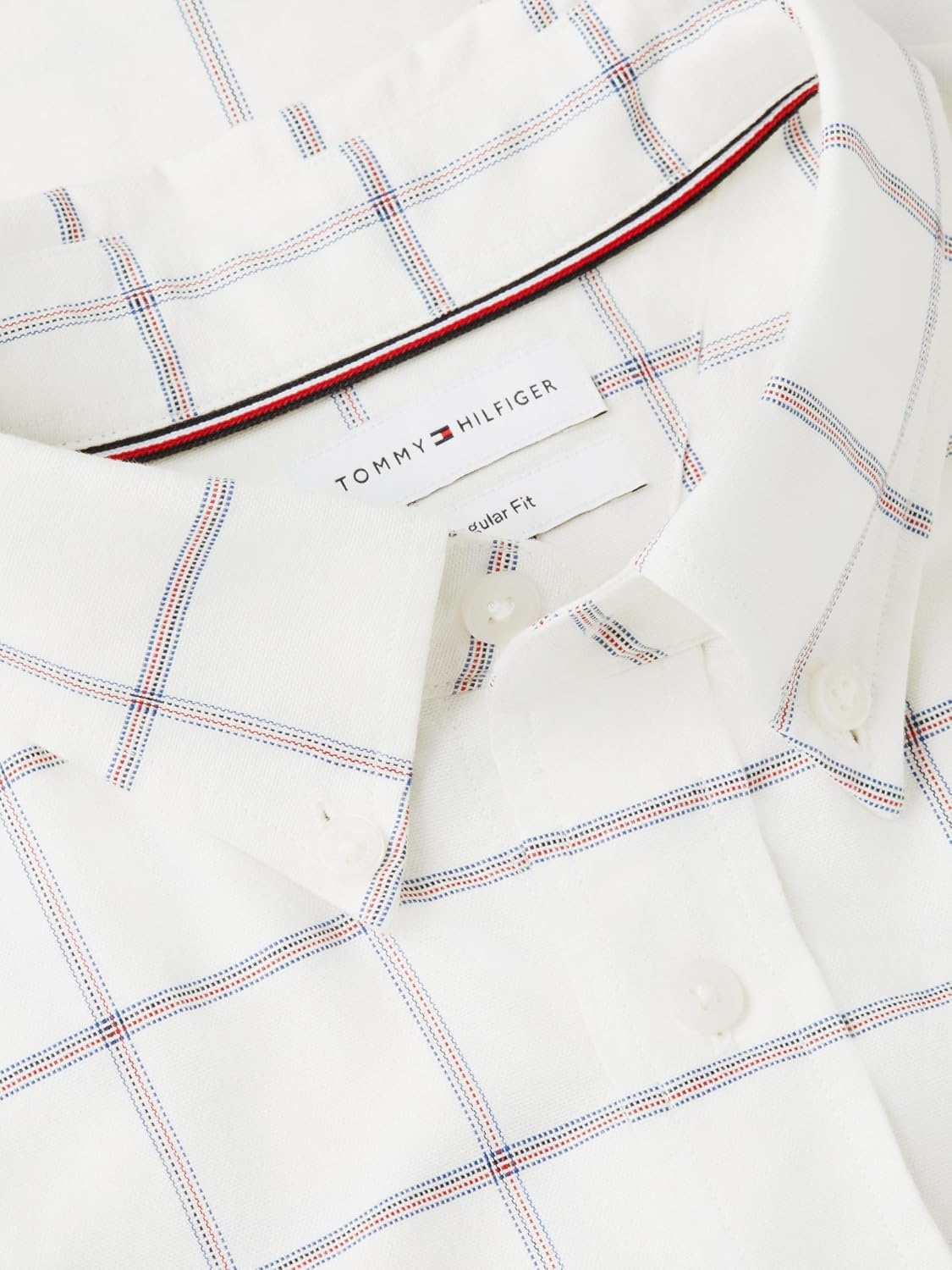 image:imageTommy Hilfiger Mens Long Sleeve Oxford Shirts in Regular Fit Mens Button Down Shirts Also Available in Big and TallIvory Silk Check