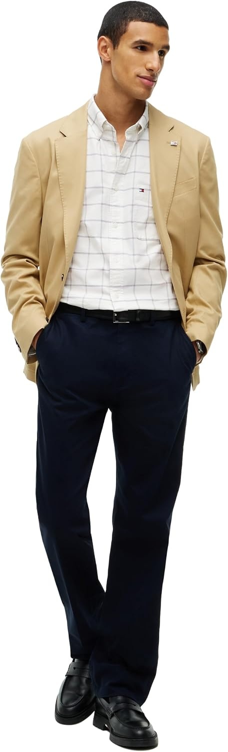 image:imageTommy Hilfiger Mens Long Sleeve Oxford Shirts in Regular Fit Mens Button Down Shirts Also Available in Big and TallIvory Silk Check