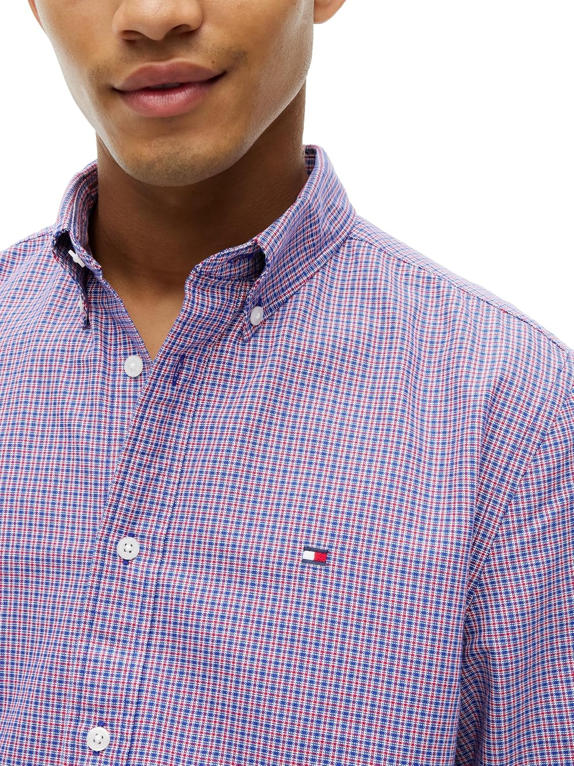 image:imageTommy Hilfiger Mens Long Sleeve Oxford Shirts in Regular Fit Mens Button Down Shirts Also Available in Big and TallMedium Red Check Wash