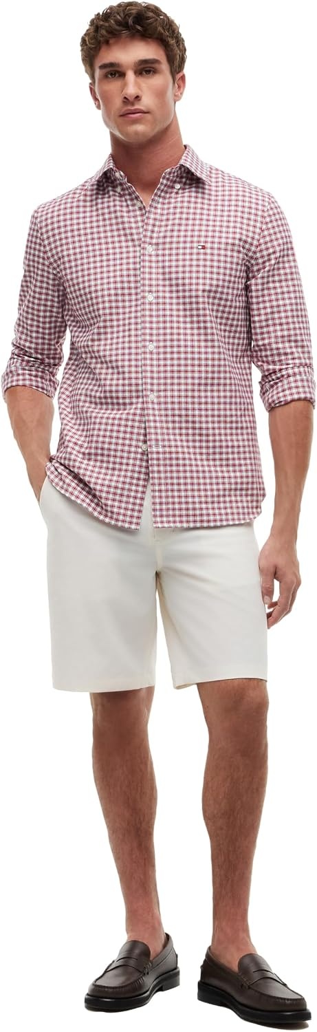 image:imageTommy Hilfiger Mens Long Sleeve Oxford Shirts in Regular Fit Mens Button Down Shirts Also Available in Big and TallMedium Red White Check