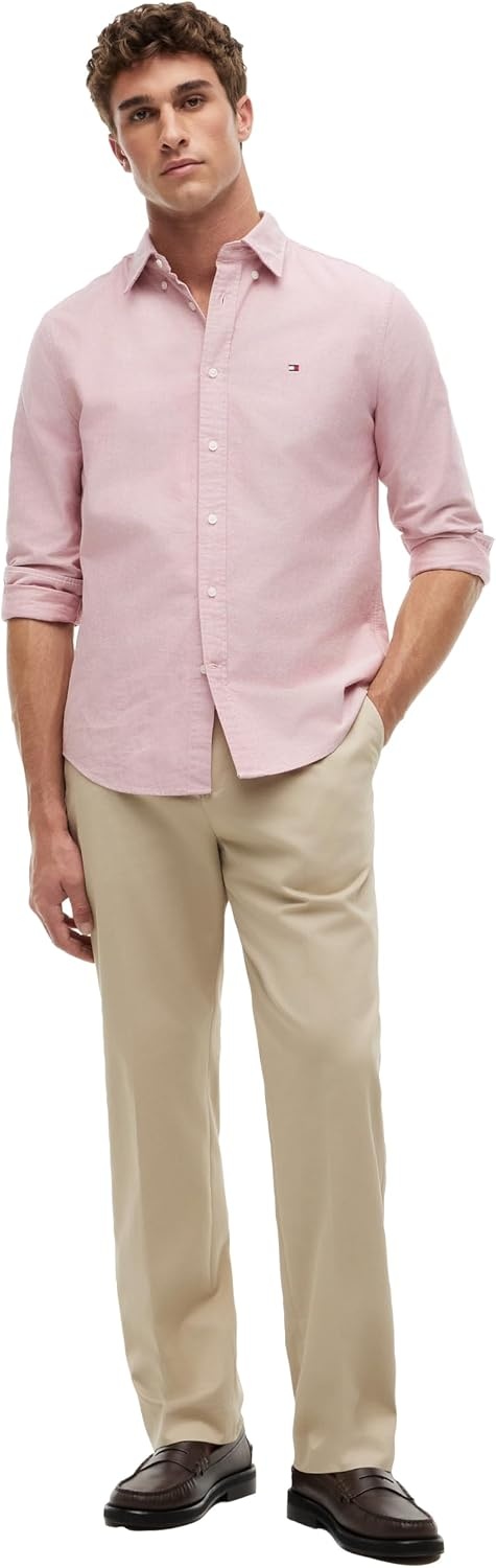 image:imageTommy Hilfiger Mens Long Sleeve Oxford Shirts in Regular Fit Mens Button Down Shirts Also Available in Big and TallMedium Red