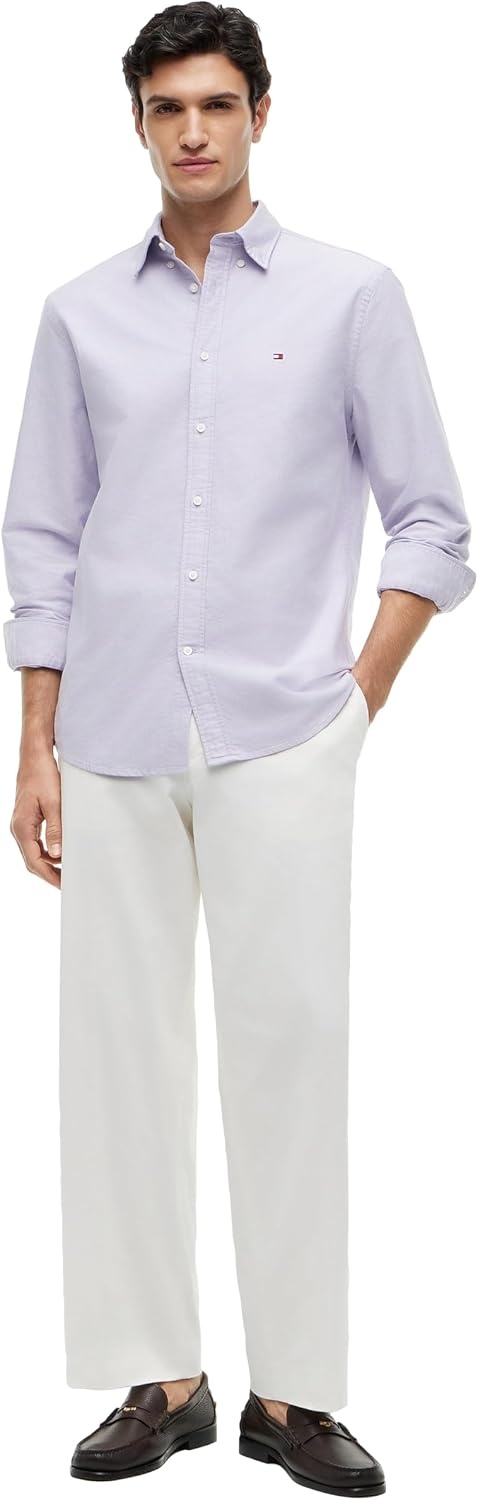 image:imageTommy Hilfiger Mens Long Sleeve Oxford Shirts in Regular Fit Mens Button Down Shirts Also Available in Big and TallMonarch Purple