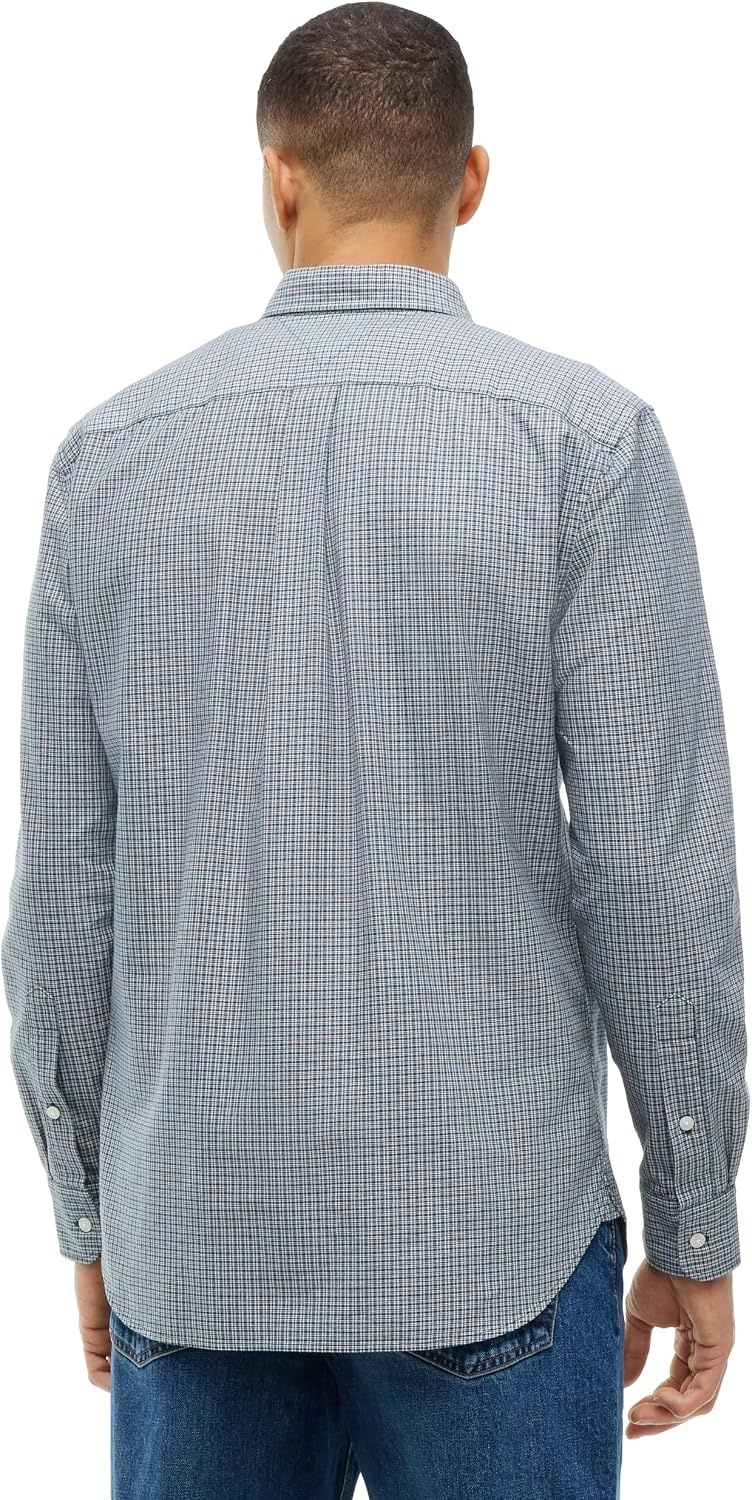 image:imageTommy Hilfiger Mens Long Sleeve Oxford Shirts in Regular Fit Mens Button Down Shirts Also Available in Big and TallOrnamental Green Check Wash