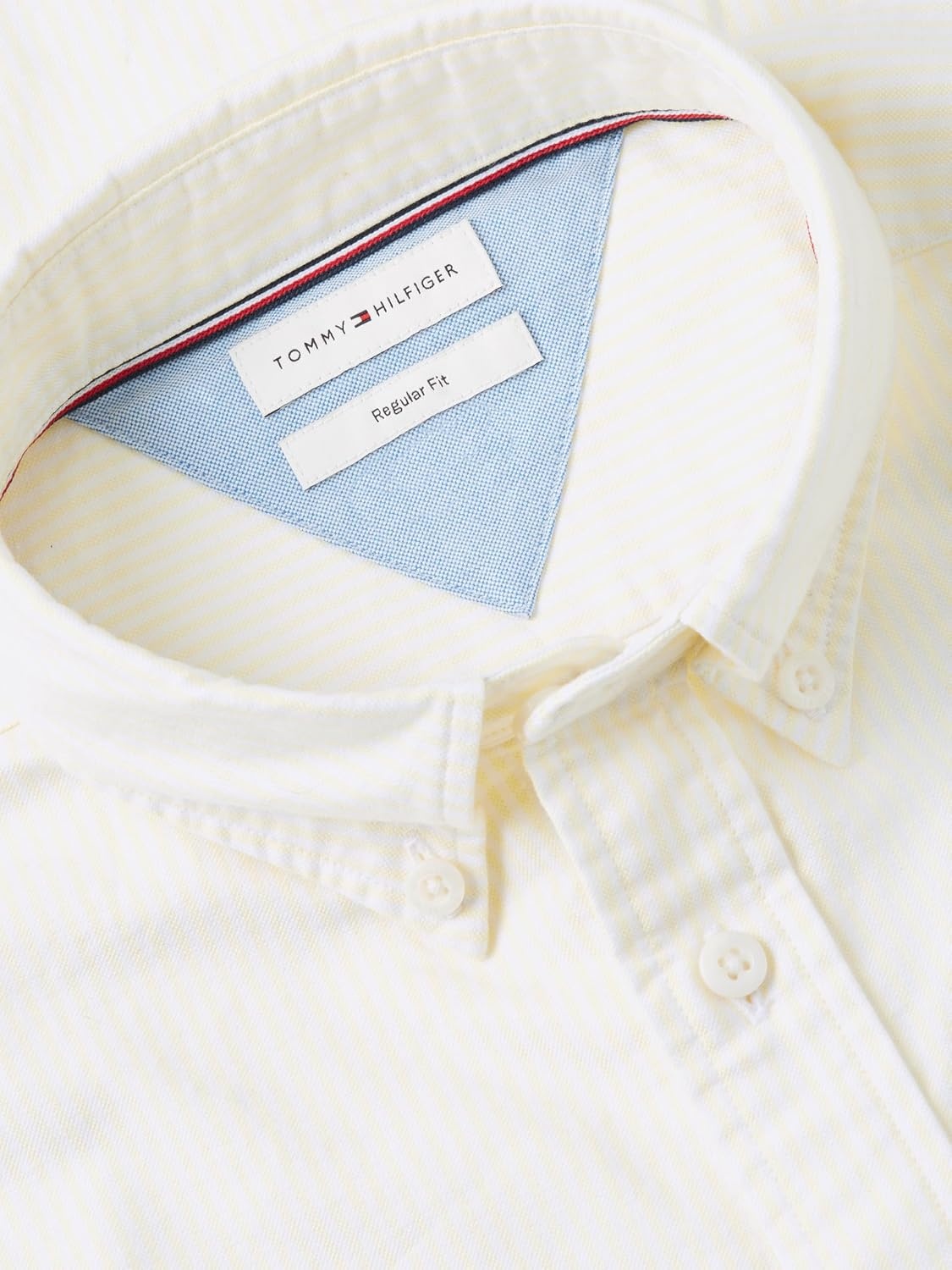 image:imageTommy Hilfiger Mens Long Sleeve Oxford Shirts in Regular Fit Mens Button Down Shirts Also Available in Big and TallSunflower Yellow Stripe