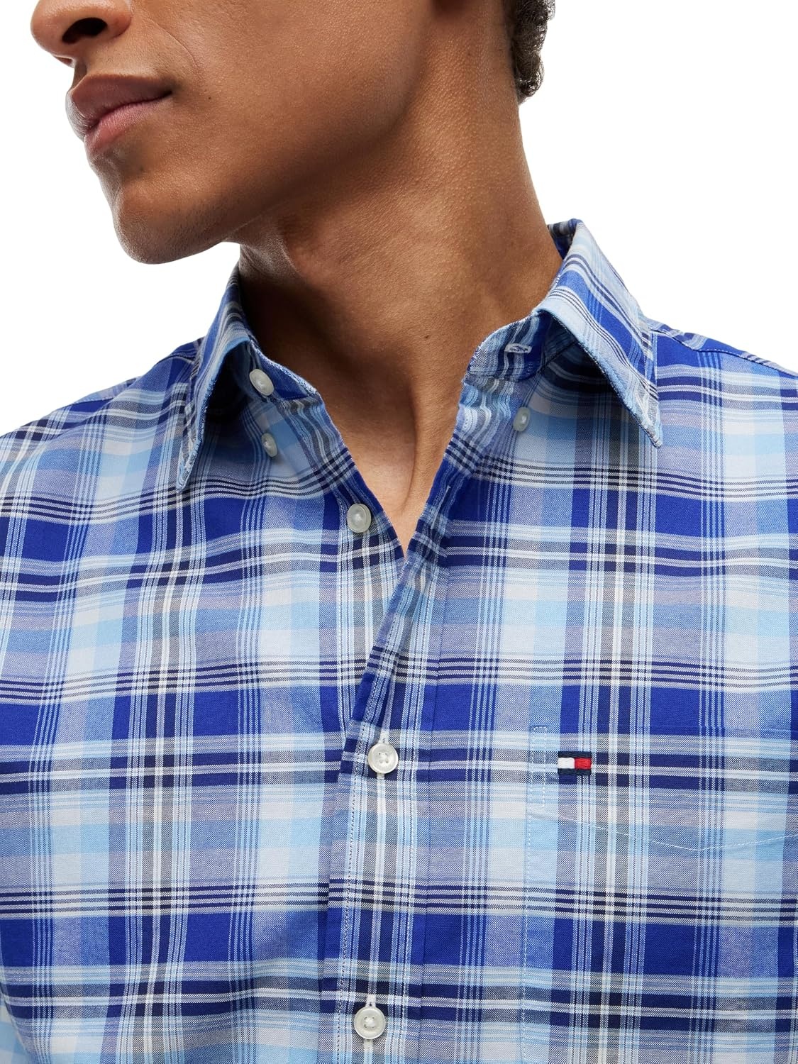 image:imageTommy Hilfiger Mens Long Sleeve Oxford Shirts in Regular Fit Mens Button Down Shirts Also Available in Big and TallWedge Blue Check