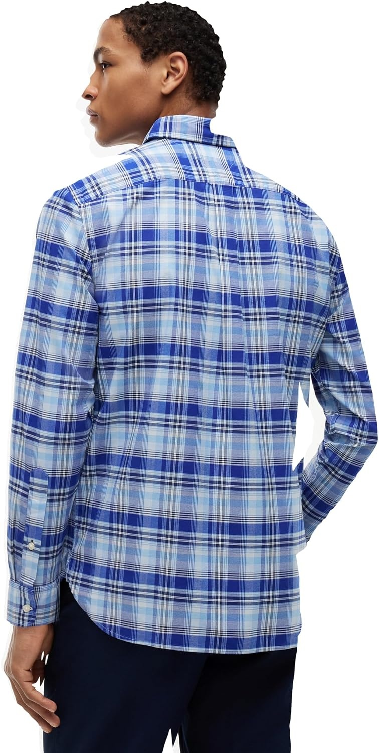 image:imageTommy Hilfiger Mens Long Sleeve Oxford Shirts in Regular Fit Mens Button Down Shirts Also Available in Big and TallWedge Blue Check
