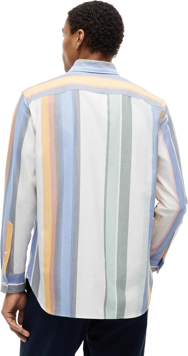 image:imageTommy Hilfiger Mens Long Sleeve Oxford Shirts in Regular Fit Mens Button Down Shirts Also Available in Big and TallWhite Multi Stripe