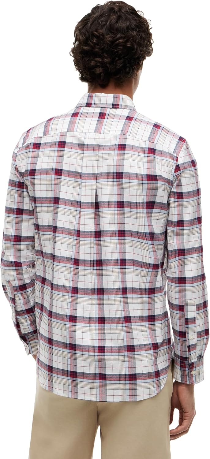 image:imageTommy Hilfiger Mens Long Sleeve Oxford Shirts in Regular Fit Mens Button Down Shirts Also Available in Big and TallWhiteRed Multi Check