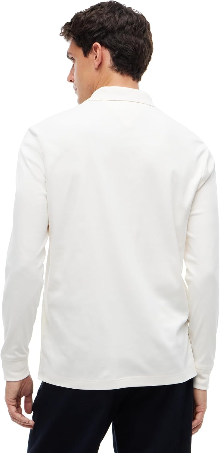image:imageTommy Hilfiger Mens Long Sleeve Zip Polo Shirts in Regular Fit with Liquid CottonIvory Petal