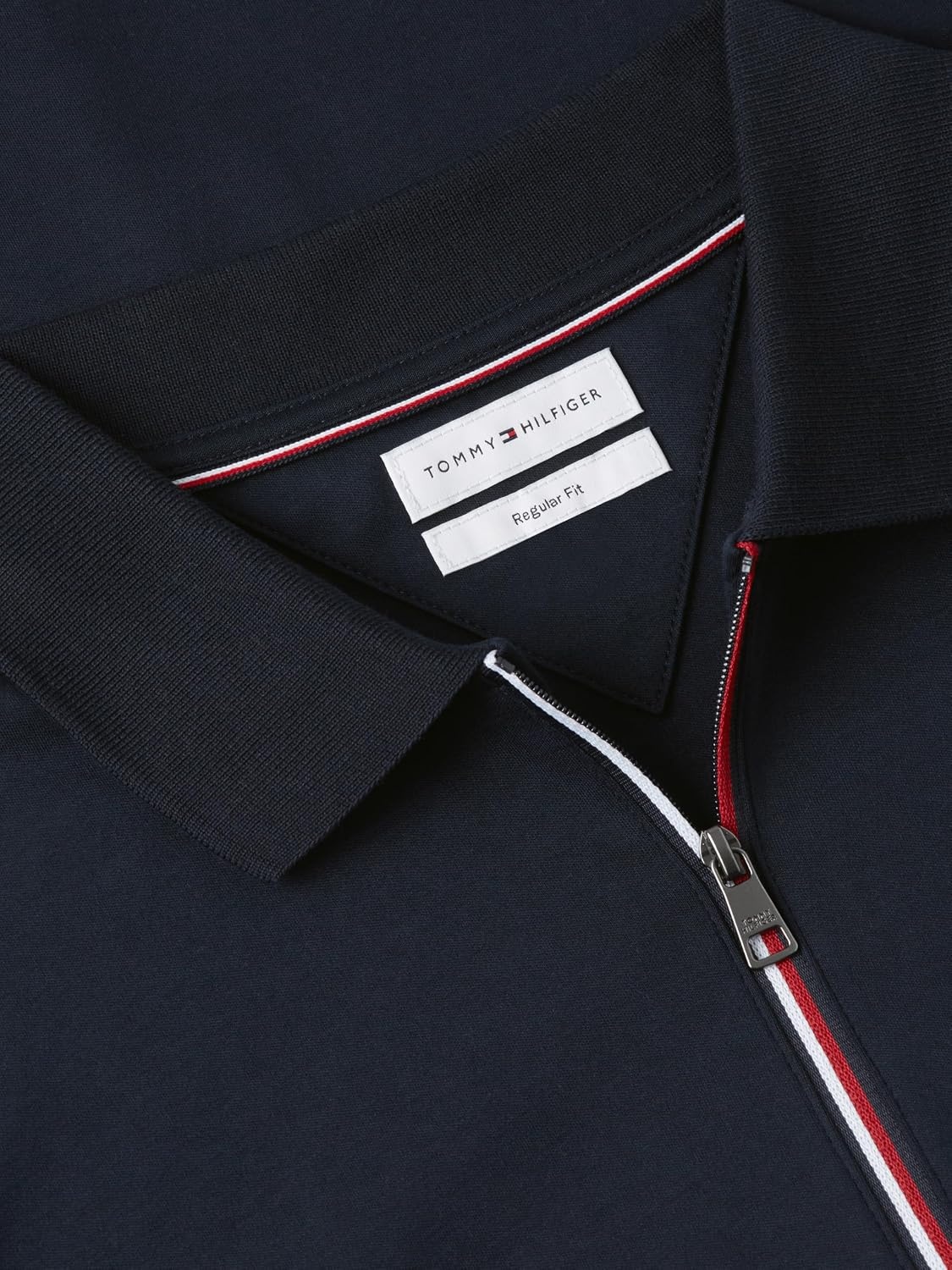 image:imageTommy Hilfiger Mens Long Sleeve Zip Polo Shirts in Regular Fit with Liquid CottonNavy Blue