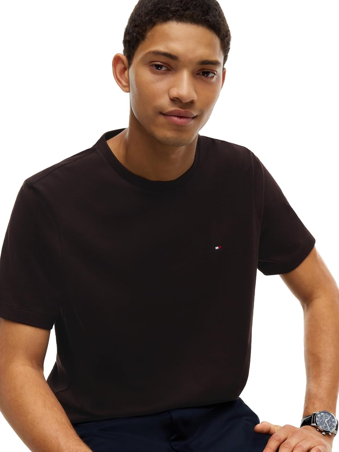 image:imageTommy Hilfiger Mens Short Sleeve Cotton Crewneck TShirts in Regular FitChocolate