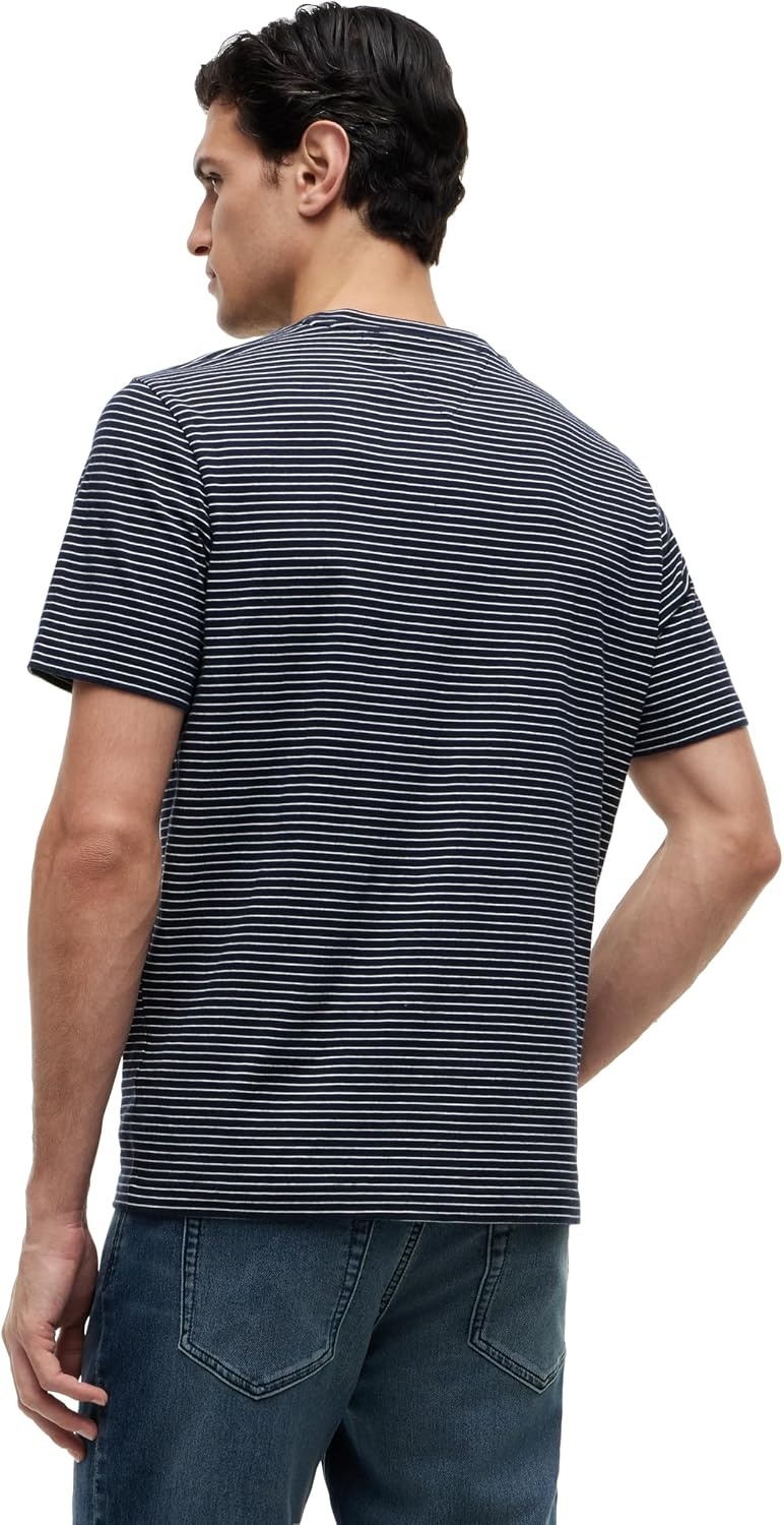 image:imageTommy Hilfiger Mens Short Sleeve Cotton Crewneck TShirts in Regular FitDesert SkyEcru Stripe
