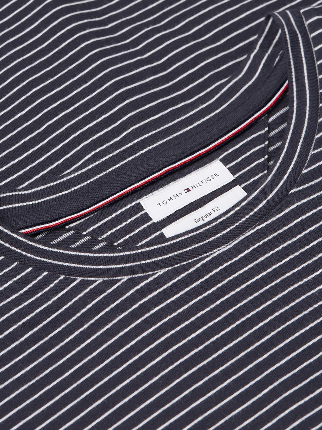 image:imageTommy Hilfiger Mens Short Sleeve Cotton Crewneck TShirts in Regular FitDesert SkyEcru Stripe