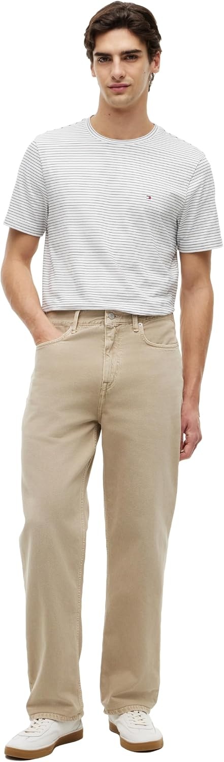image:imageTommy Hilfiger Mens Short Sleeve Cotton Crewneck TShirts in Regular FitEcruDesert Sky Stripe