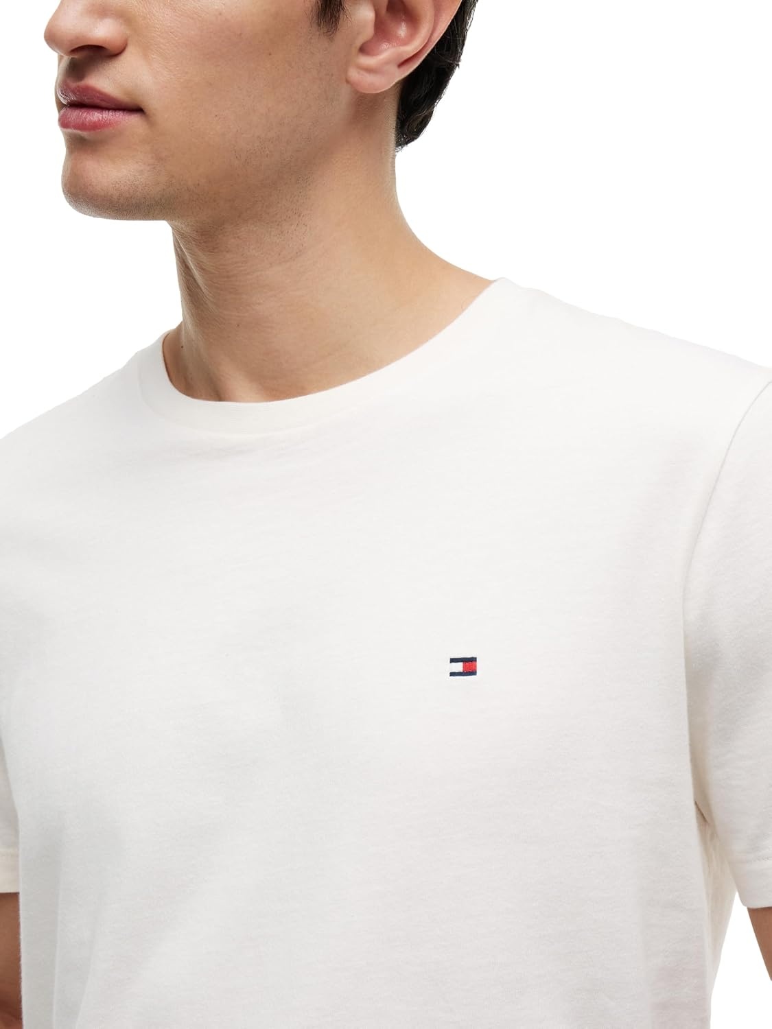 image:imageTommy Hilfiger Mens Short Sleeve Cotton Crewneck TShirts in Regular FitIvory Petal