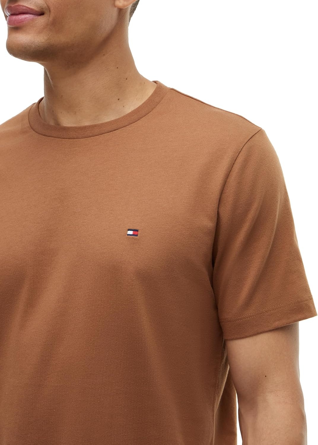 image:imageTommy Hilfiger Mens Short Sleeve Cotton Crewneck TShirts in Regular FitTimeless Tawny