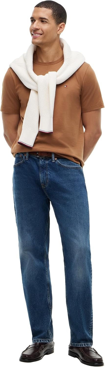 image:imageTommy Hilfiger Mens Short Sleeve Cotton Crewneck TShirts in Regular FitTimeless Tawny
